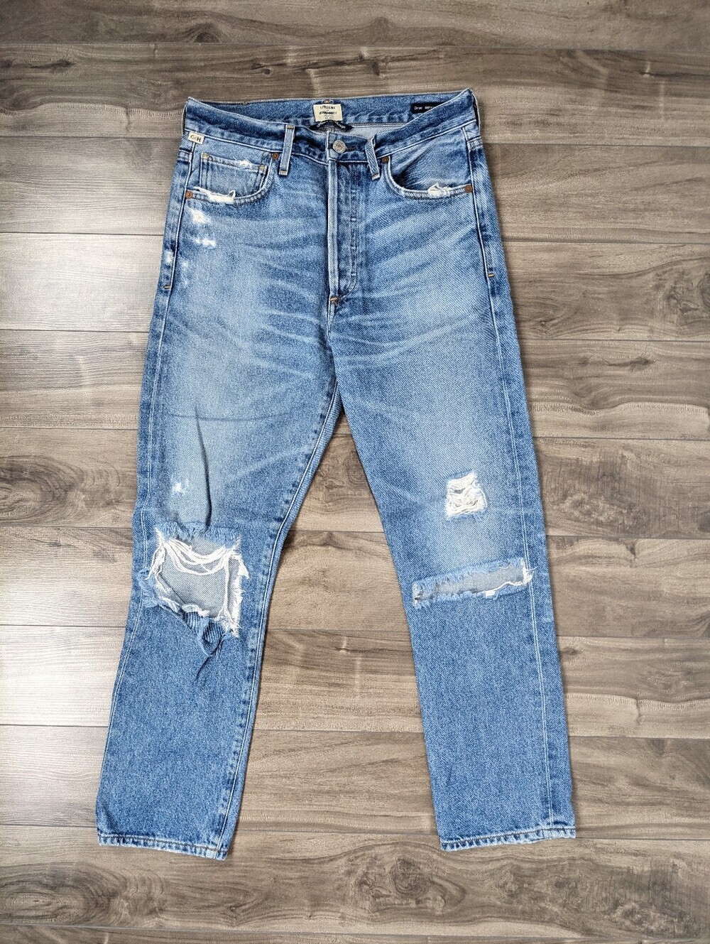 Citizens of Humanity Dree High Rise Slim Straight Size 26 Light Wash Distressed